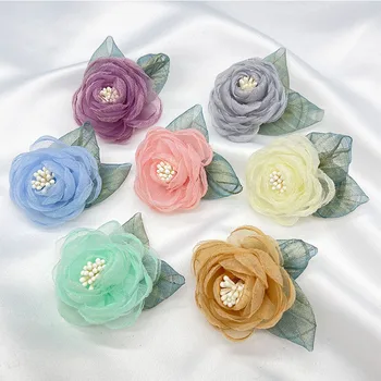 3D Yapay Kumaş Çiçek Elbise Düğün Buket Gül Çiçek Takı Aksesuar Broş Ayakkabı Giyim Yapımı Küçük Çiçekler Görüntü