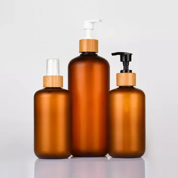 60ml 120ml 250ml 500ml Boş Kozmetik Ambalaj Buzlu Amber Plastik evcil hayvan şampuanı Parfüm uçucu yağ Dağıtıcı sıkılabilir şişe Görüntü