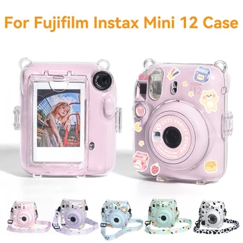 Fujifilm Instax Mini 12 için Şeffaf Kamera Çantası Koruyucu Taşıma çanta kılıfı Omuz Askısı ile saklama çantası Üç Parçalı Görüntü