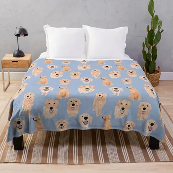 Golden Retriever Mavi Atmak Battaniye battaniye dantel bulanık battaniye atmak battaniye kanepe için Görüntü