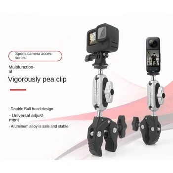 Yeni Motosiklet Spor Kamera Tutucu Çok Açılı Alüminyum Alaşımlı Güçlü Bezelye klipsli telefon tutucu için Uygun Spor Kameraları Görüntü