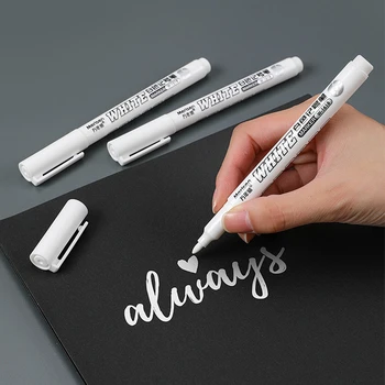 100 Adet Yağlı Su Geçirmez Beyaz işaretleyici kalem Kalıcı boya kalemi Grafiti Kalemler Boyama, Lastik Sırtı Çevre Kalem Sanat Malzemeleri Görüntü