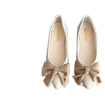 Kadın Flats bale ayakkabıları Kadın Flats Ofis iş ayakkabısı 2022 Yeni Loafer'lar düz ayakkabı Yay Bir Pedal Rahat Bere Ayakkabı Görüntü