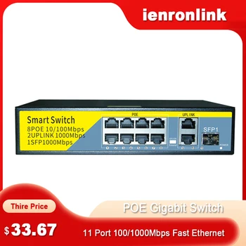Anahtarı POE Gigabit ıenronlink Bağlantı 1011 GB 11 port 100/1000 Mbps Hızlı Ethernet POE Anahtarı ile VLAN Güç Kaynağı için Kamera Görüntü