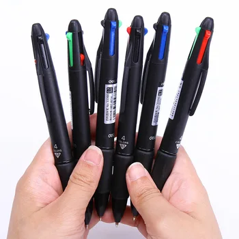 500 adet Renkli Kalemler 4-in-1 Geri Çekilebilir Tükenmez Kalemler 4 Canlı Renkler Tükenmez Kalem Pürüzsüz Yazı için En İyi Görüntü