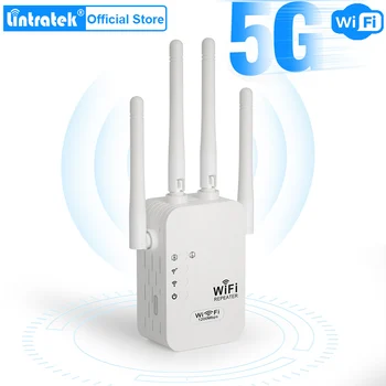 Lintratek 5G Wi-Fi Tekrarlayıcı 1200Mbps Uzun Menzilli Kablosuz Artırır wifi sinyal amplifikatörü WiFi Genişletici Yönlendirici Ağ Güçlendirici Görüntü