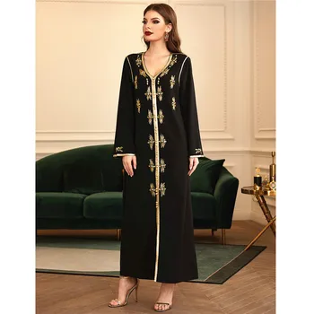 Fas Akşam Parti Kaftan Lüks Kadın Elmas Abaya islami maksi elbise Dubai Türkiye Arapça Kaftan Robe İslam Jalabiya Kaftan Görüntü